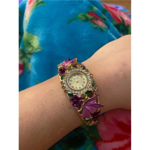 Pink Butterfly Watches for Women Strada Crystal, Stainless SteelWatch